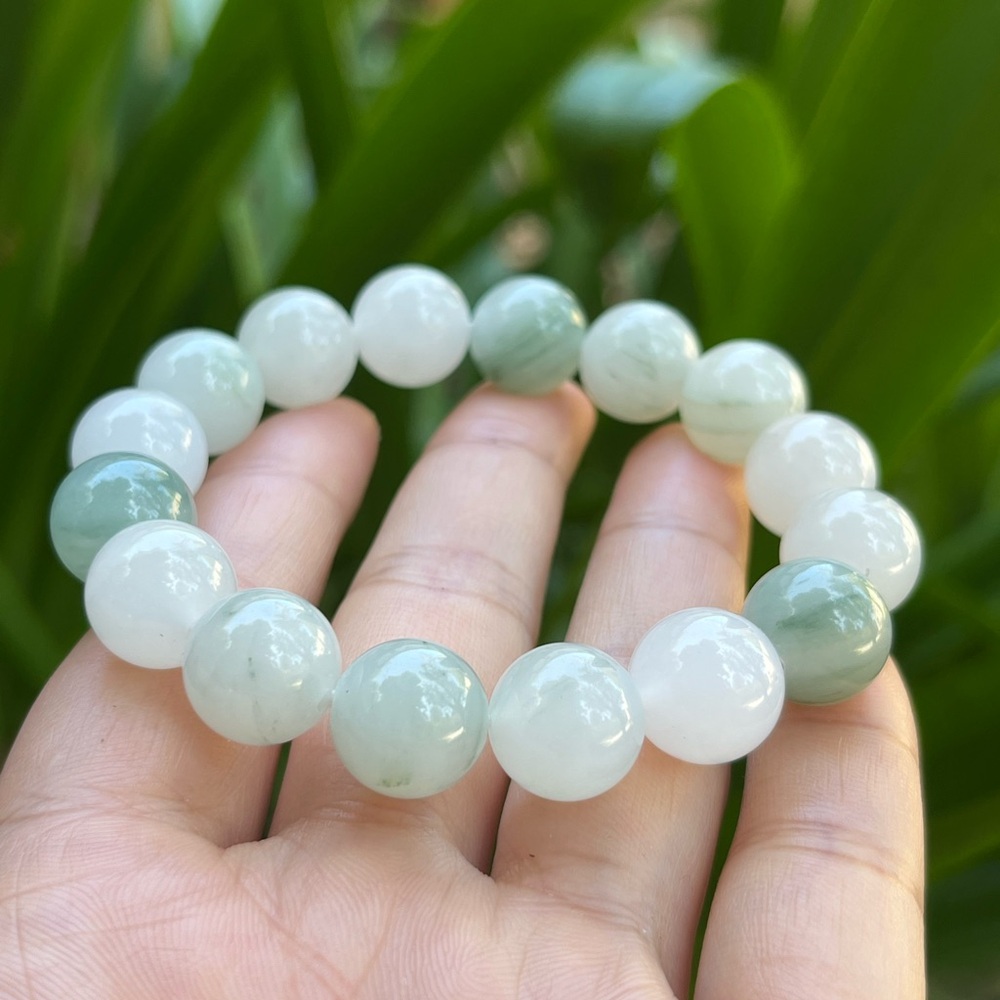 12.5mm stretchable tianshan jade bracelet